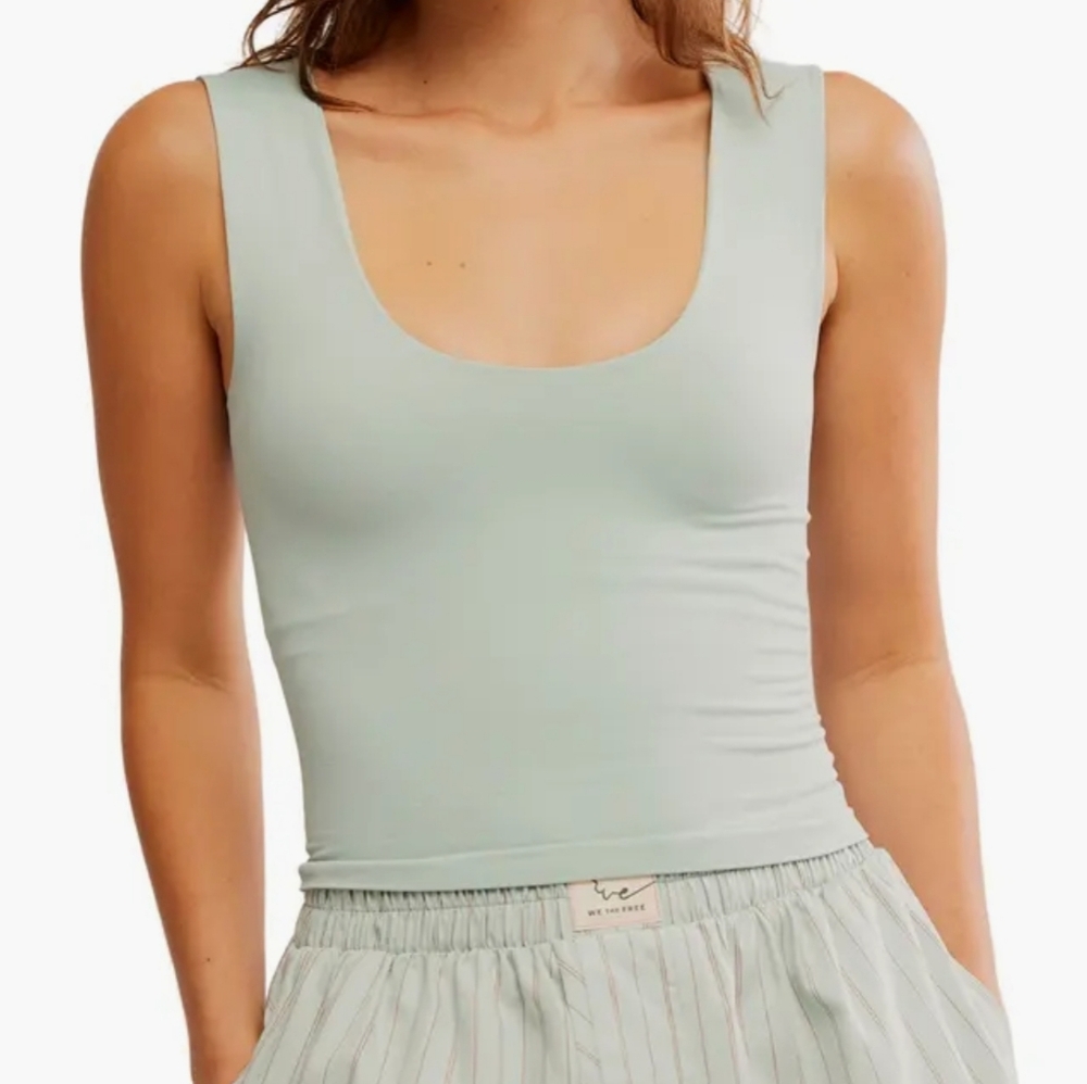 Free People Clean Lines Muscle Cami Icy Lake XS/S